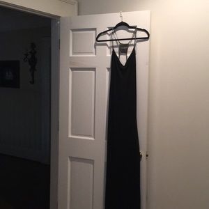 Black formal dress with plunging back